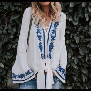 VICI Tea Shop Embroidered tie top